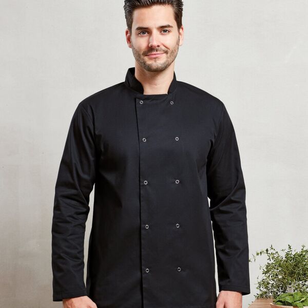Premier Studded front long sleeve chef's jacket PR665 Studded front long sleeve chef's jacket Thumbnail